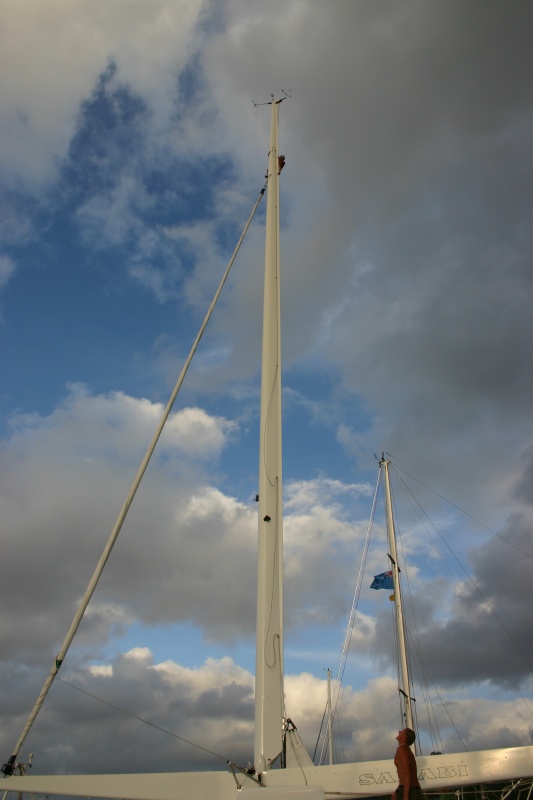 That speck at the top would be Tristan over 80 ft. high up Sarabi's mast.