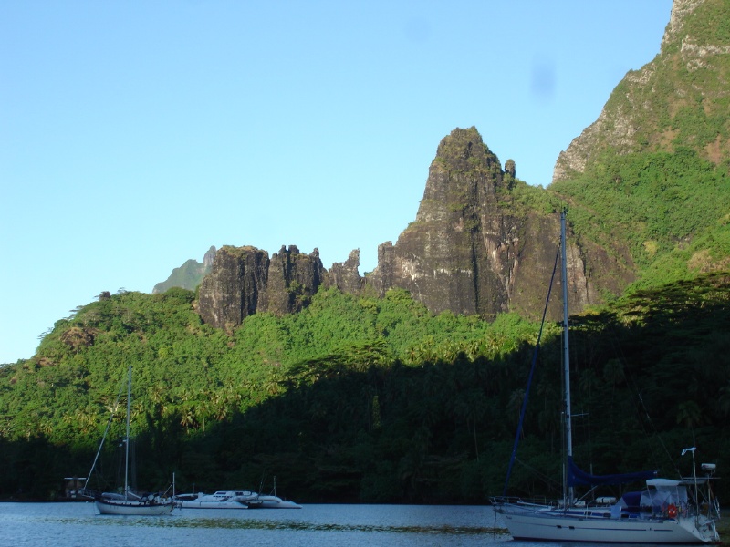 Remnants of volcano crater walls for backdrops, Cook's Bay.
