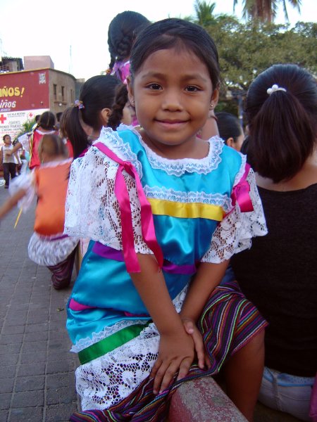 In her dancing dress ready to perform